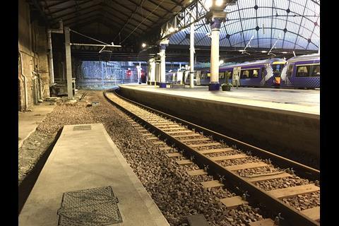 Platform 1 at Glasgow Queen Street station has been lengthened.